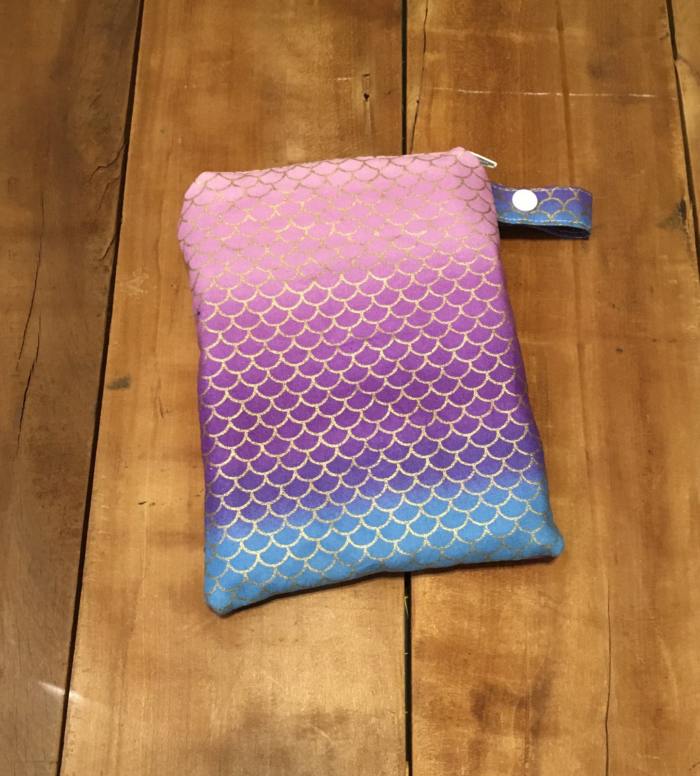 Ombre mermaid scales wet dry cloth pads bag 