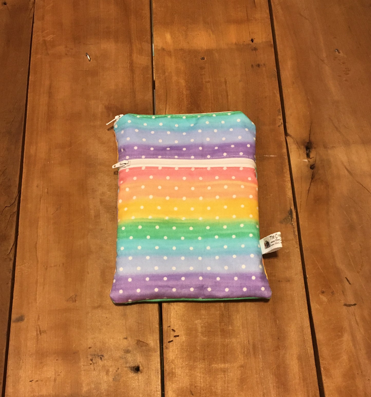 rainbow dot wet dry bag with 2 zipper pockets