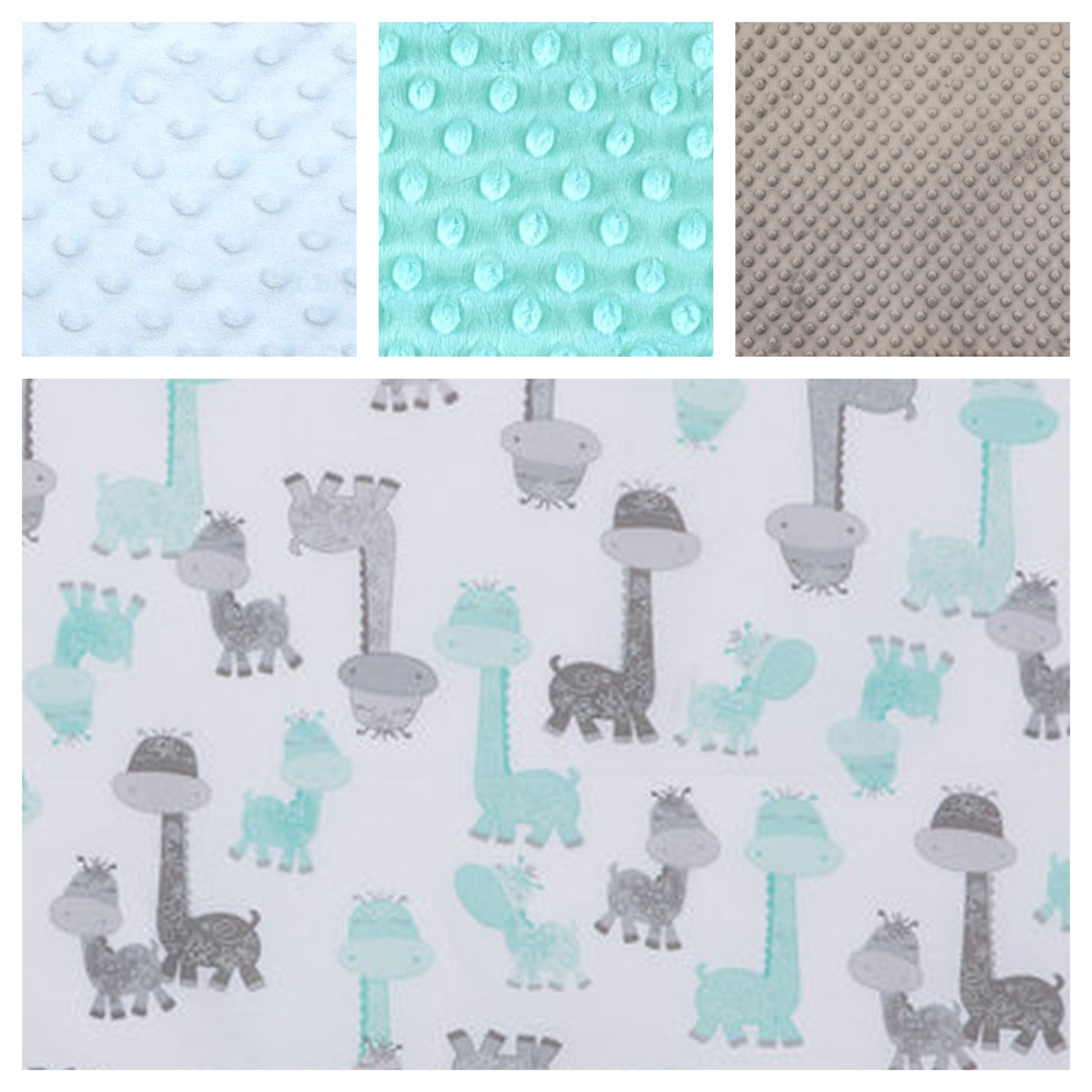 aqua & gray giraffe fabric for car seat strap covers minky options light blue, aqua, gray
