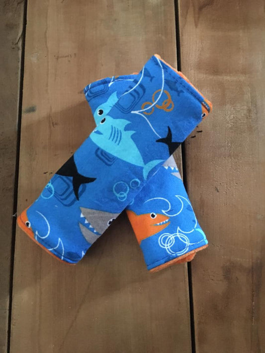 shark car seat strap covers shown in 5" or 6"
