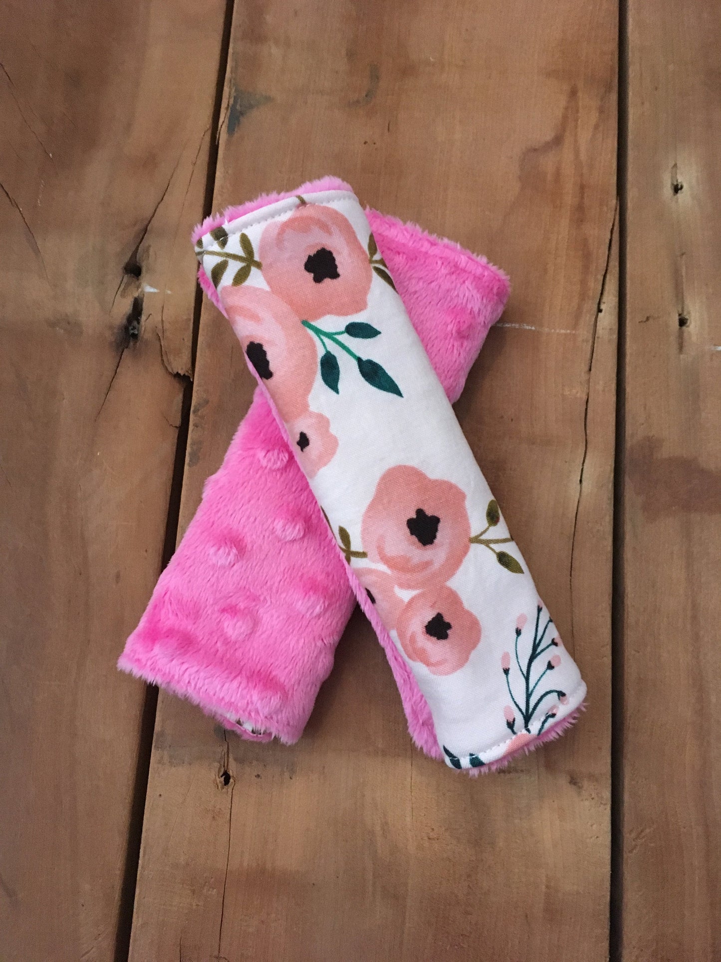 Pink Floral Seat Belt Covers for Kids, Gift for Toddler Girls