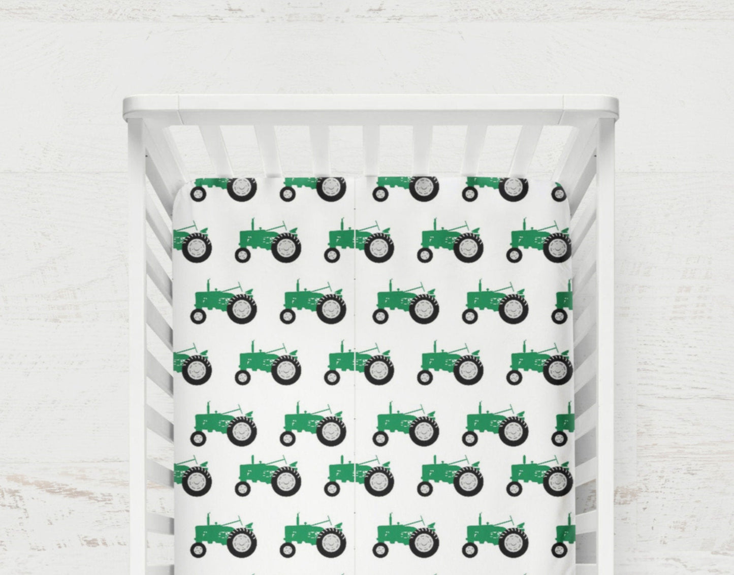 green tractor crib sheet