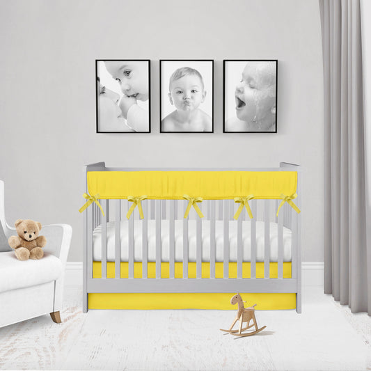 yellow mini crib rail cover & crib skirt in the flat option