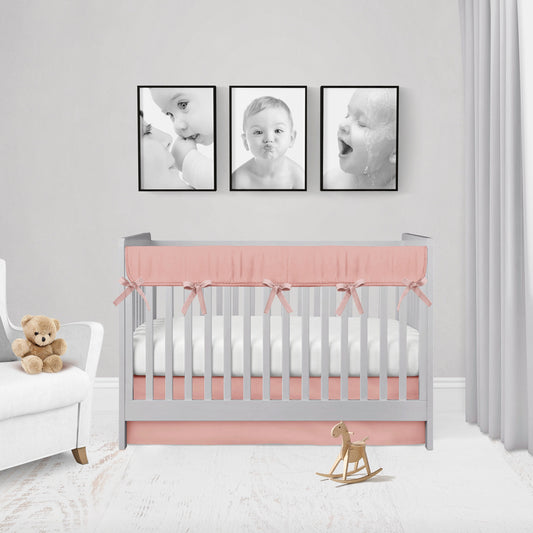 coral pink rail cover and crib skirt