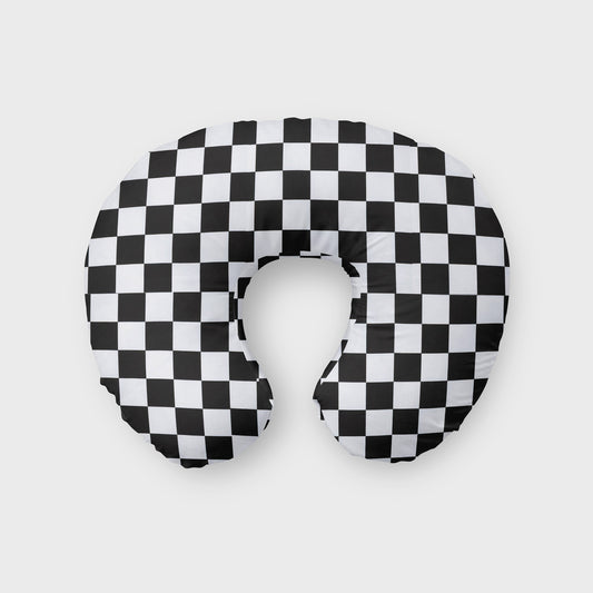 black and white racing check nursing pillow cover