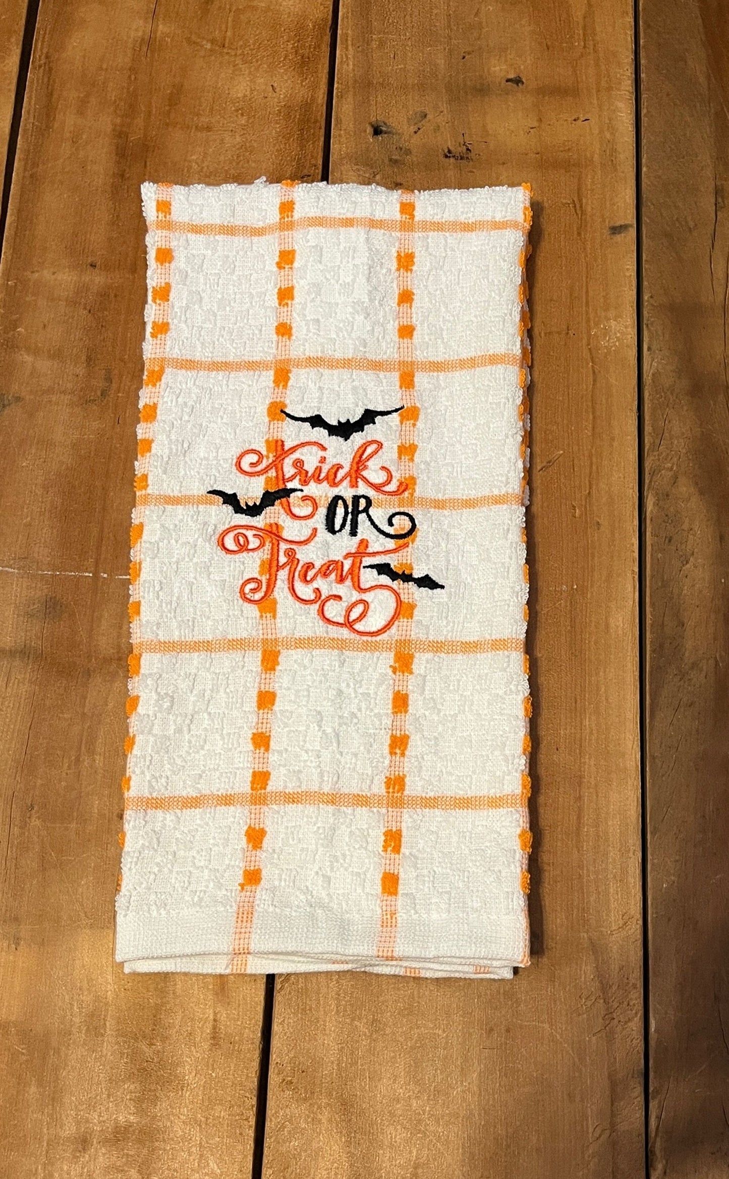 trick or treat embroidered towel