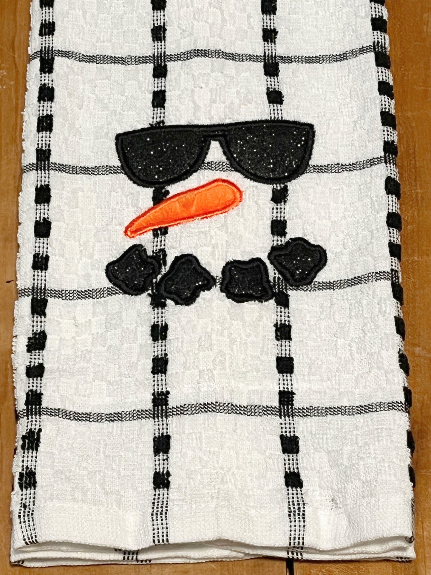 embroidered snowman face towel