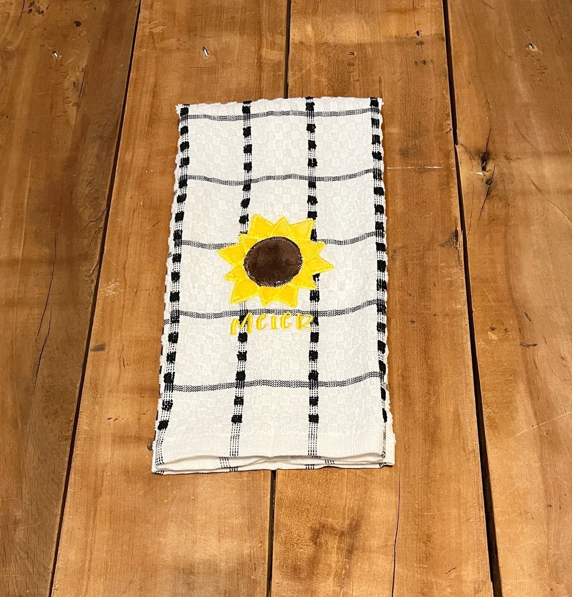personalized sunflower towel with optional name