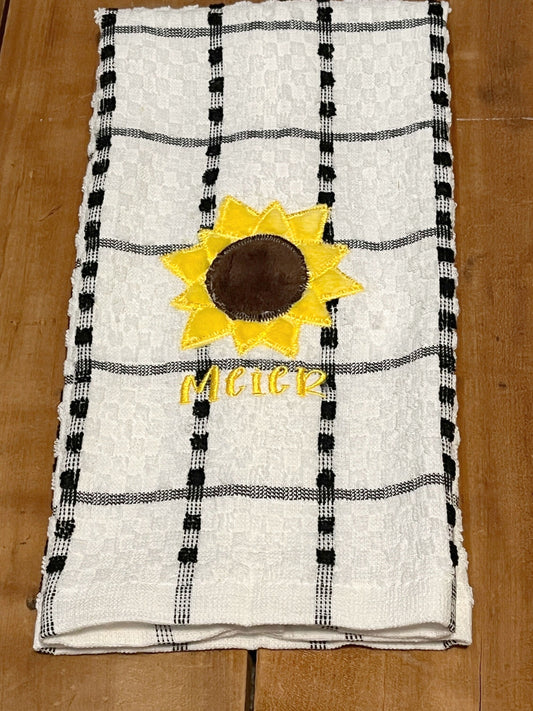 personalized sunflower towel with optional name
