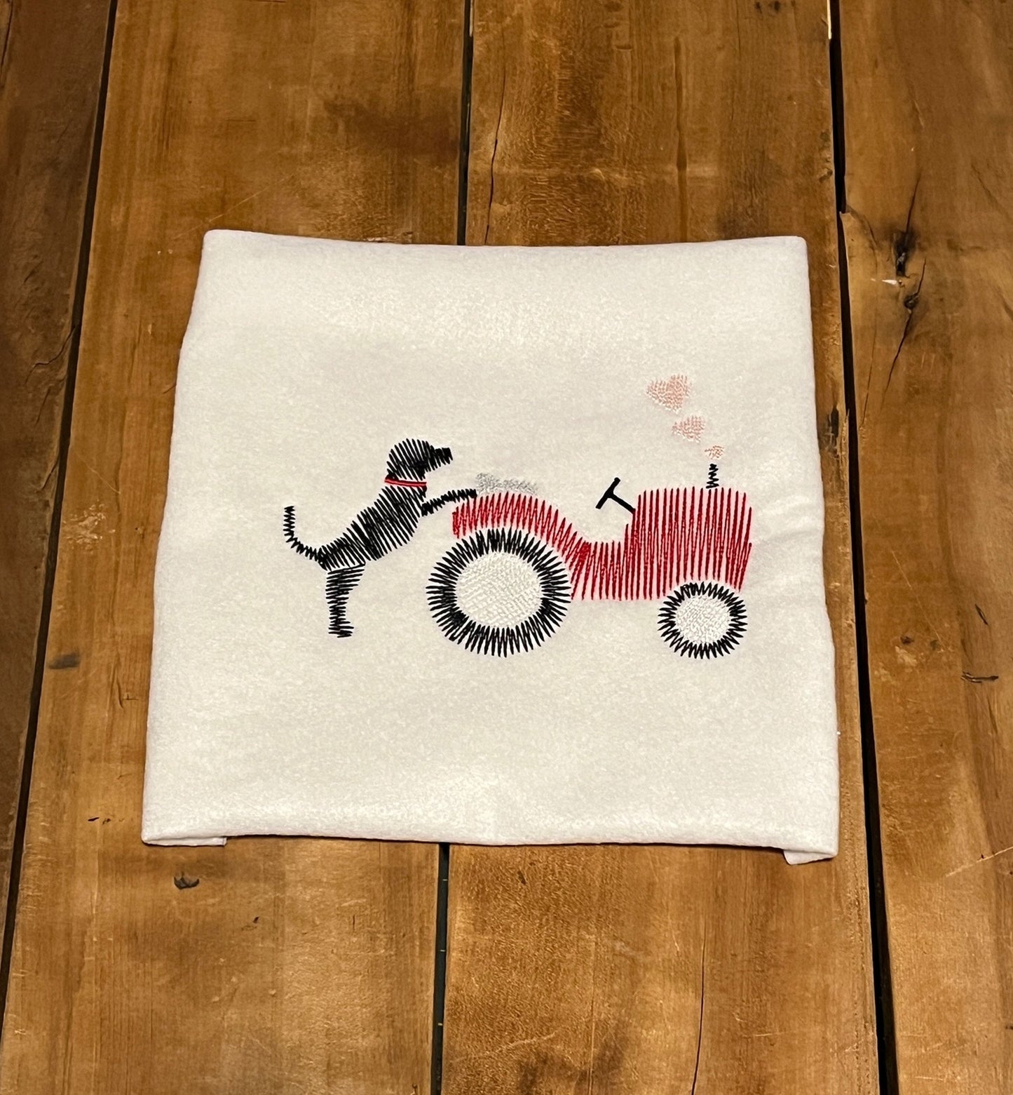 dog and tractor valentine's day shirt, optional name