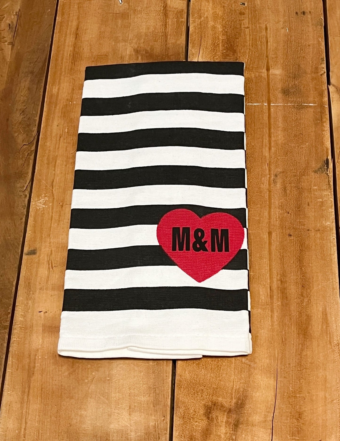 Valentines Heart Towel, Personalized Kitchen Dish Towel, Holiday Kitchen Decor