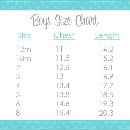 boy size shirt chart