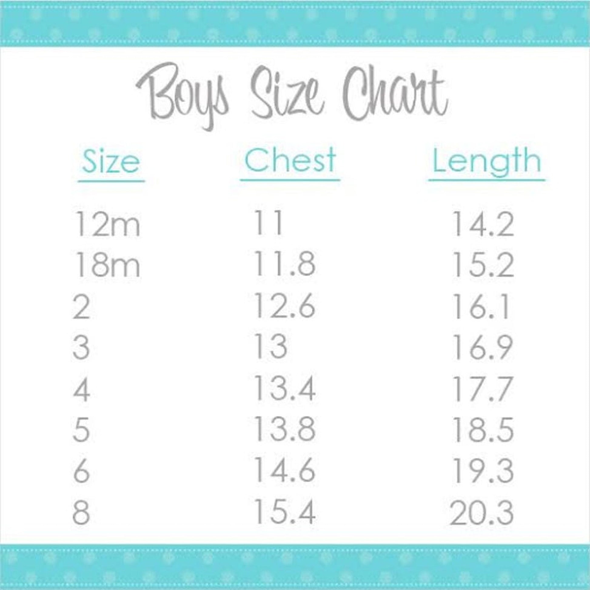 boy shirt size chart