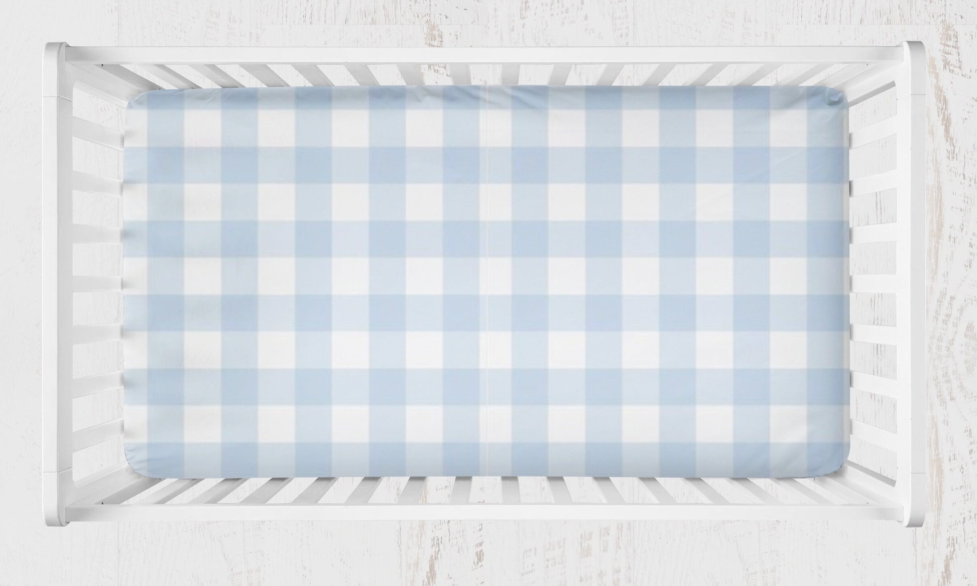 Option #1 - light blue & white gingham crib sheet 