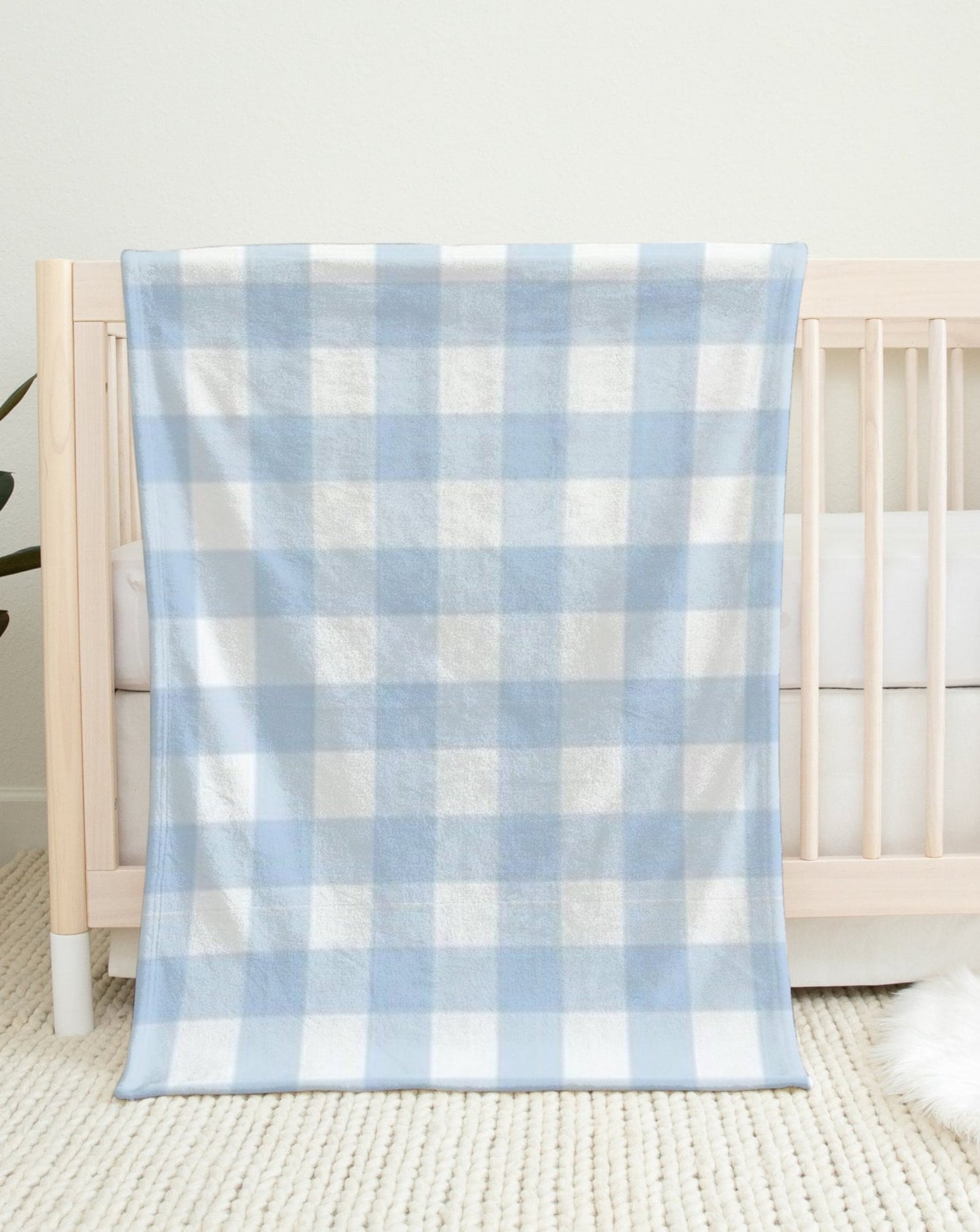 light blue & white minky crib blanket or minky comforter 