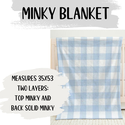 light blue & white minky crib blanket